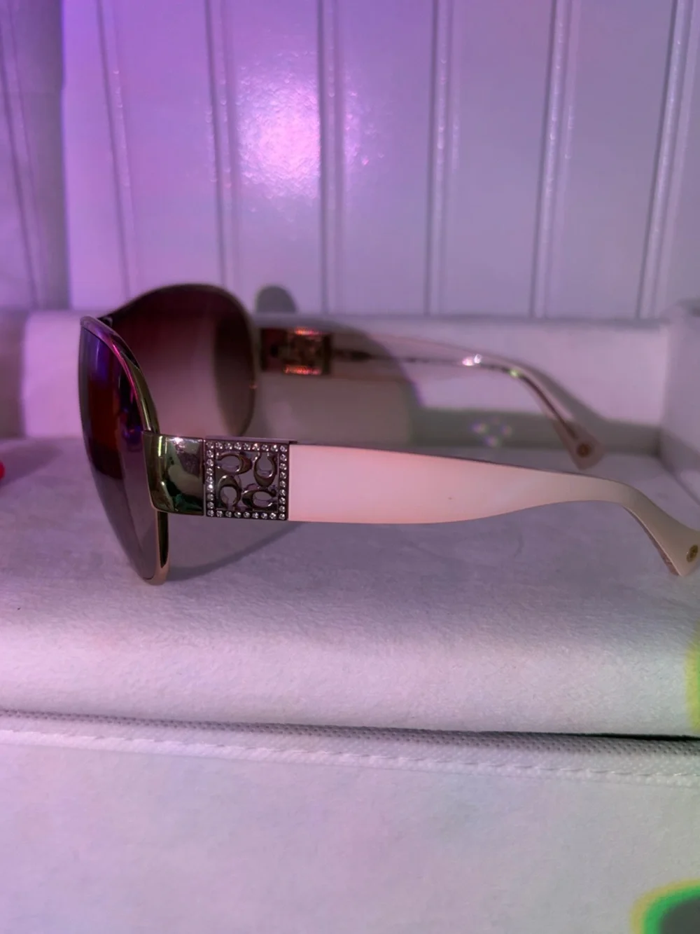 Coach Gold Frame Brown Gradient Shield Sunglasses